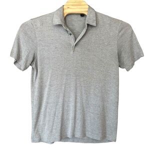 Theory Heather Gray Bron Polo‎ Cosmos Modal Knit Polo Shirt Mens L